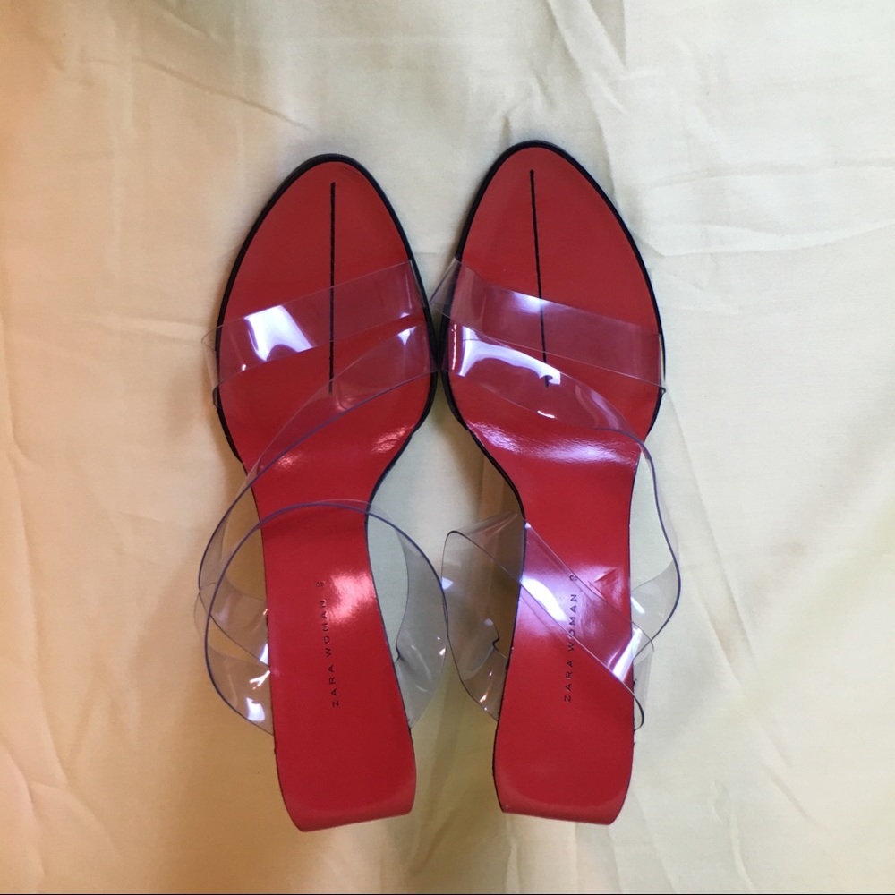 Zara Clear Vinyl Wedge Sandals